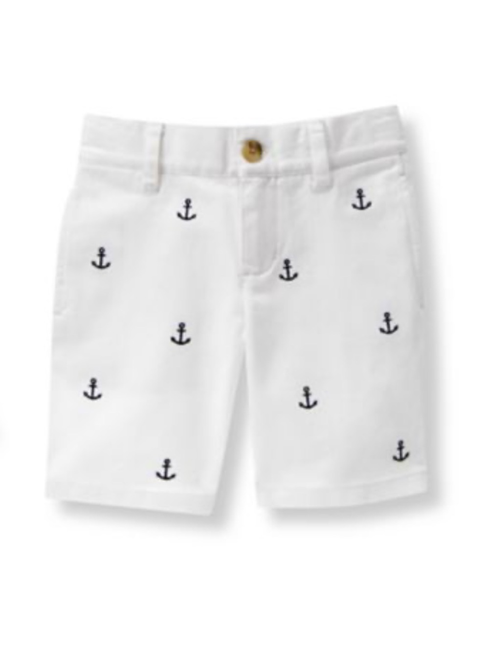 Janie and Jack White Anchors Embroidered cape cod Kids Shorts